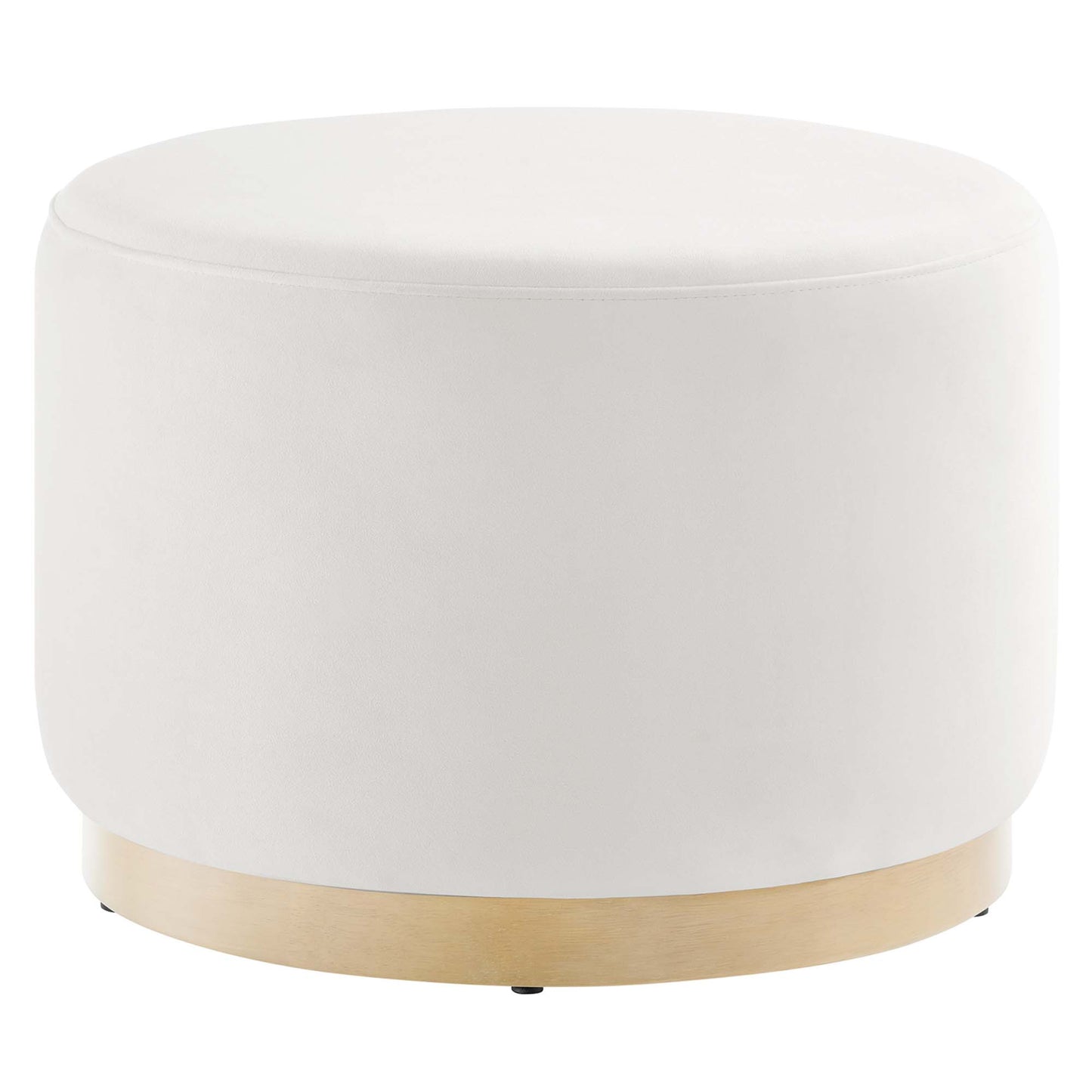 Tilden Large 23" Round Performance Velvet Upholstered Ottoman by Furniture For America
