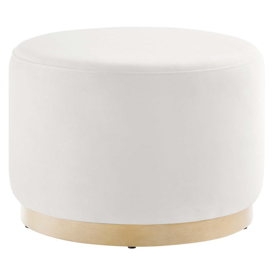 Tilden Large 23" Round Performance Velvet Upholstered Ottoman by Furniture For America