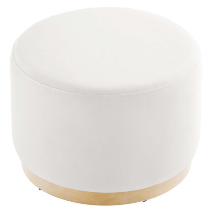 Tilden Large 23" Round Performance Velvet Upholstered Ottoman by Furniture For America