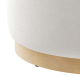 Maple Large 23" Round Performance Velvet Upholstered Ottoman in Alabaster Natural