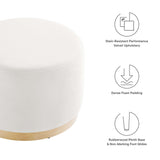 Maple Large 23" Round Performance Velvet Upholstered Ottoman in Alabaster Natural