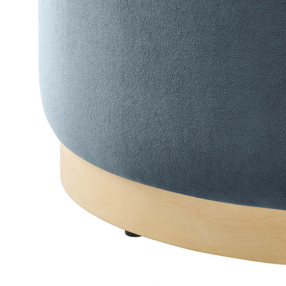 Tilden Large 23" Round Performance Velvet Upholstered Ottoman by Furniture For America