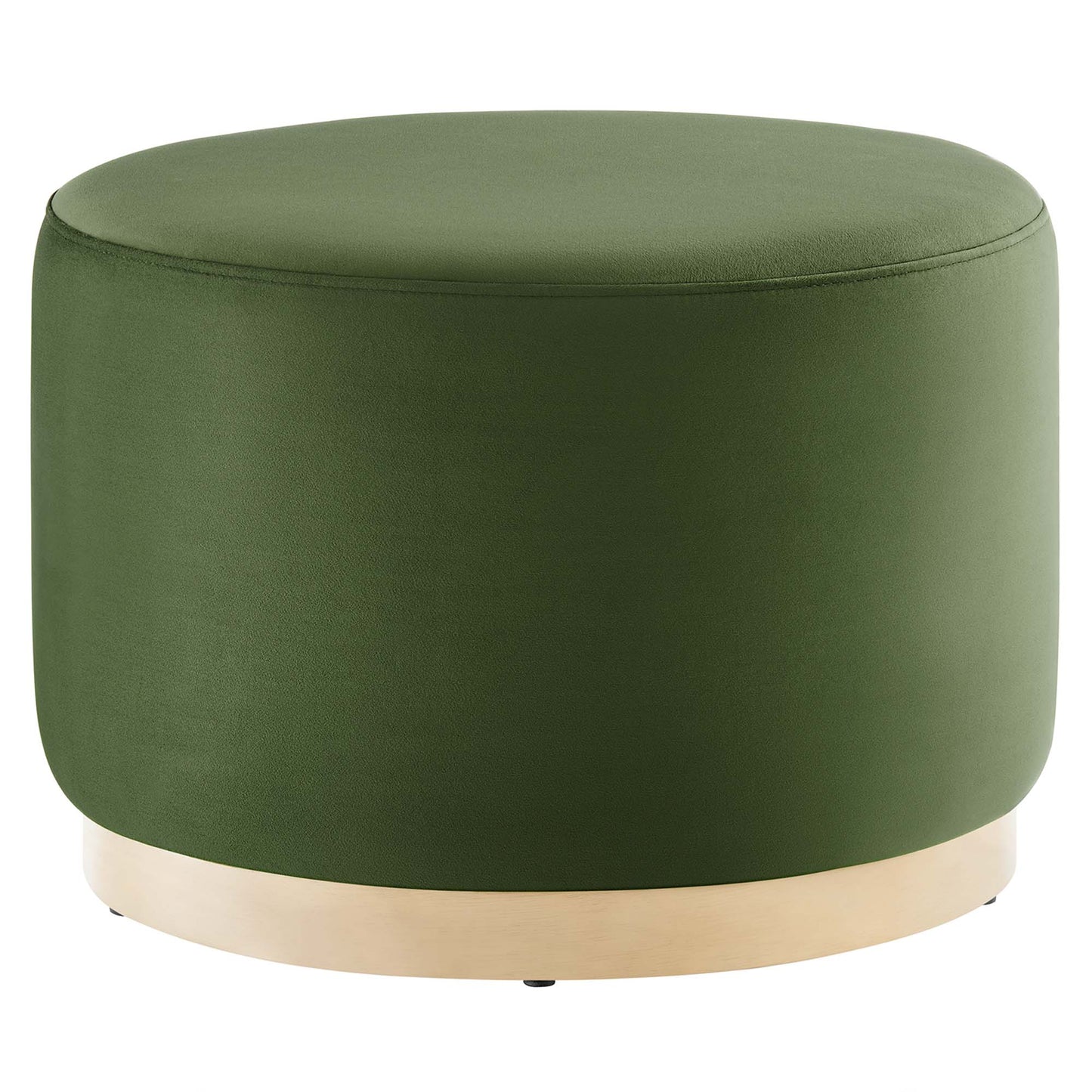 Tilden Large 23" Round Performance Velvet Upholstered Ottoman by Furniture For America