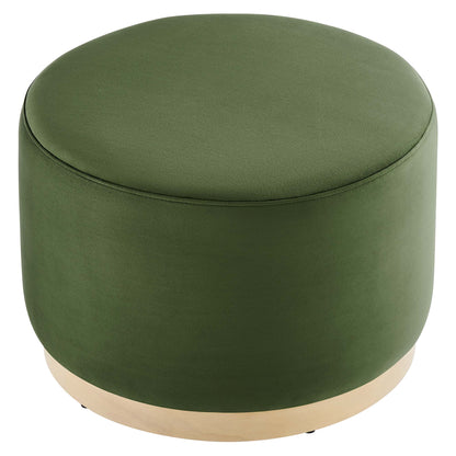 Tilden Large 23" Round Performance Velvet Upholstered Ottoman by Furniture For America