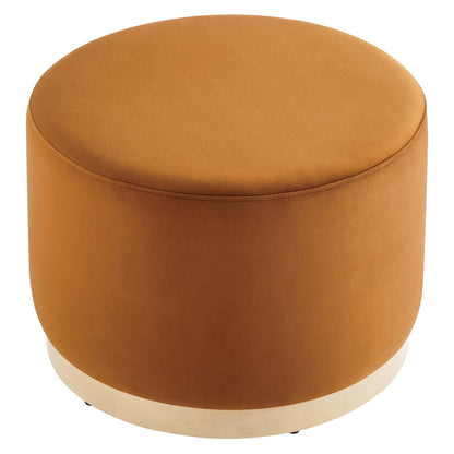 Tilden Large 23" Round Performance Velvet Upholstered Ottoman by Furniture For America
