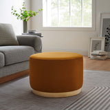 Maple Large 23" Round Performance Velvet Upholstered Ottoman in Rust Natural