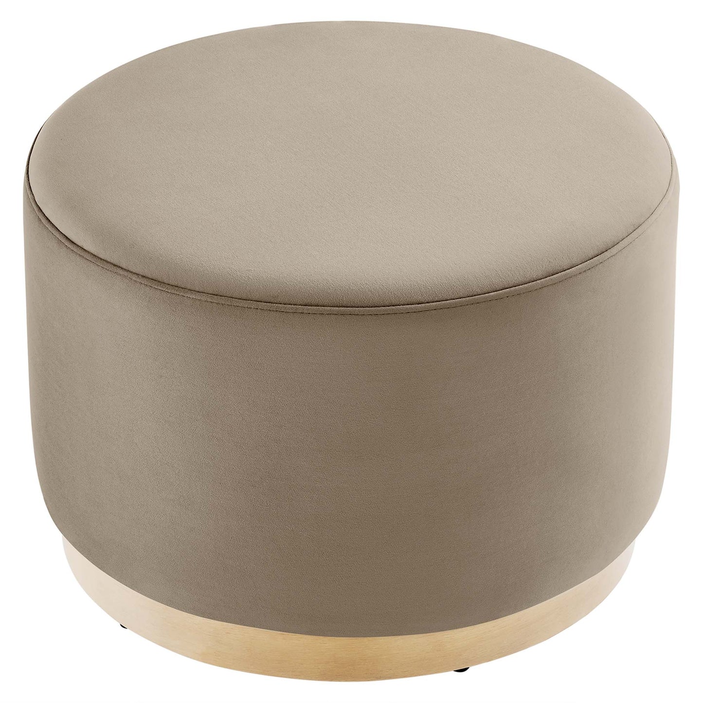 Tilden Large 23" Round Performance Velvet Upholstered Ottoman by Furniture For America