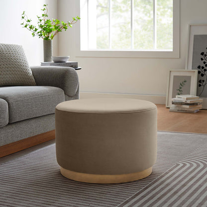 Tilden Large 23" Round Performance Velvet Upholstered Ottoman by Furniture For America