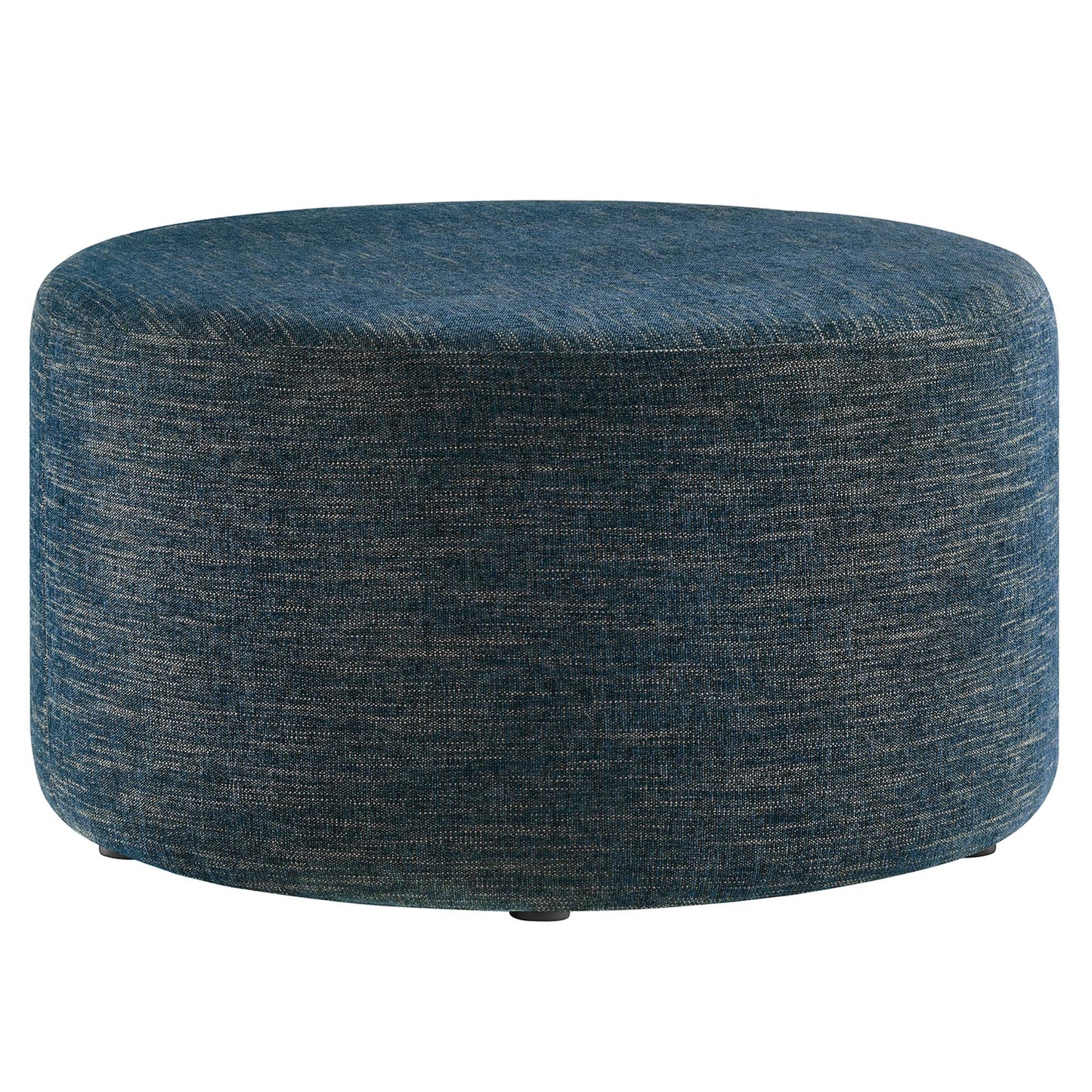 Callum Large 29" Round Woven Heathered Fabric Upholstered Ottoman by Furniture For America