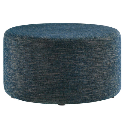 Callum Large 29" Round Woven Heathered Fabric Upholstered Ottoman by Furniture For America
