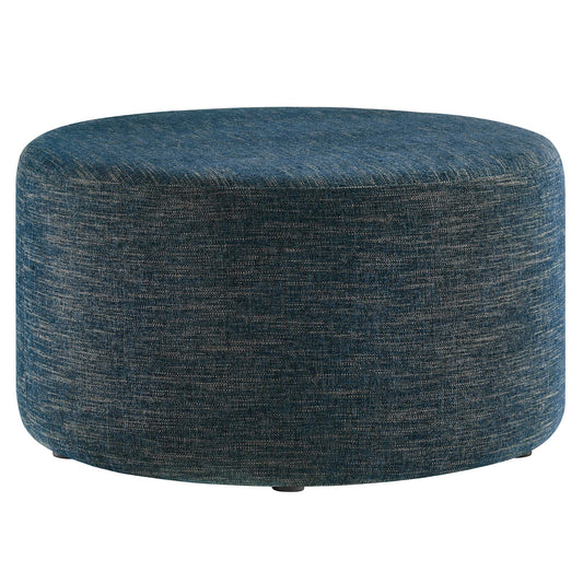 Callum Large 29" Round Woven Heathered Fabric Upholstered Ottoman by Furniture For America