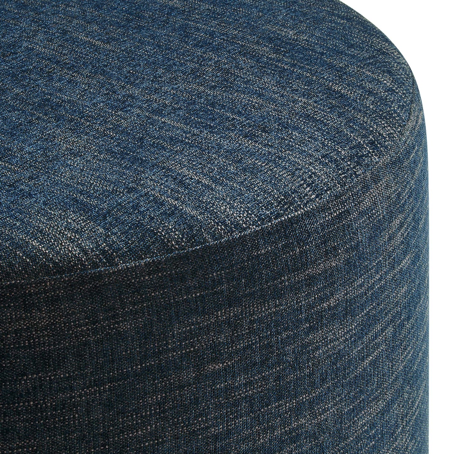 Callum Large 29" Round Woven Heathered Fabric Upholstered Ottoman by Furniture For America
