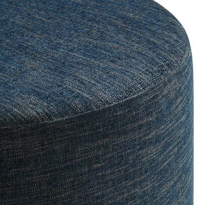 Callum Large 29" Round Woven Heathered Fabric Upholstered Ottoman by Furniture For America