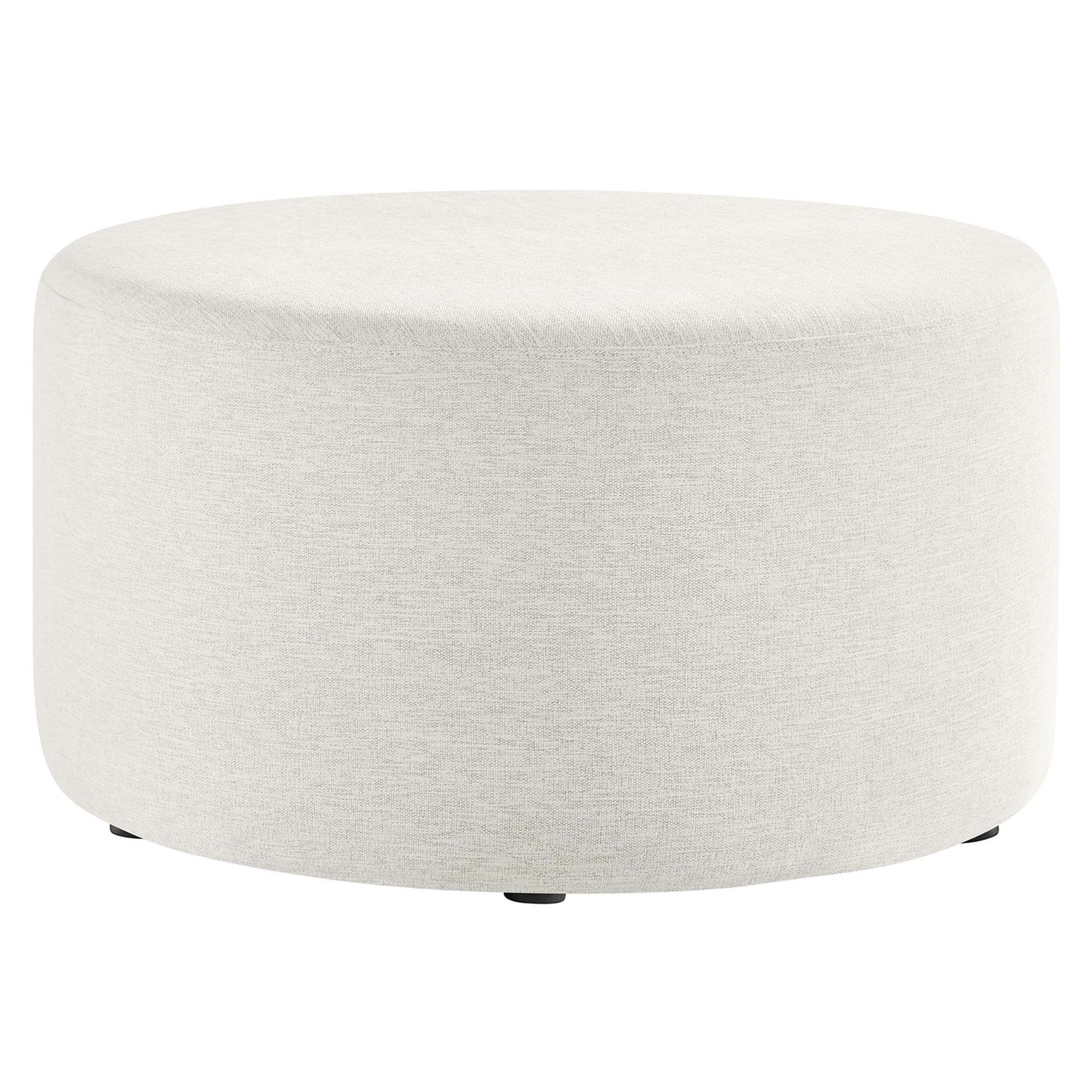 Callum Large 29" Round Woven Heathered Fabric Upholstered Ottoman by Furniture For America