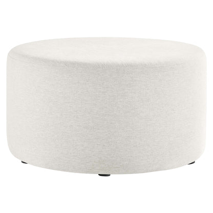 Callum Large 29" Round Woven Heathered Fabric Upholstered Ottoman by Furniture For America
