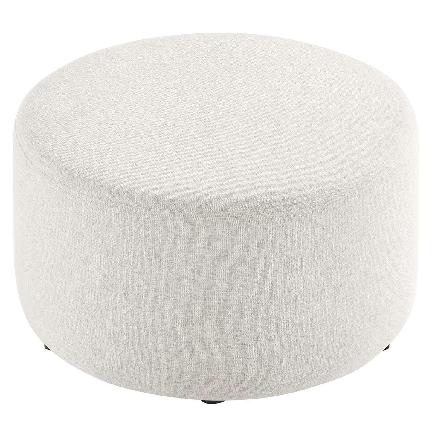 Callum Large 29" Round Woven Heathered Fabric Upholstered Ottoman by Furniture For America
