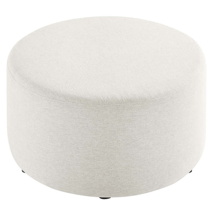 Callum Large 29" Round Woven Heathered Fabric Upholstered Ottoman by Furniture For America