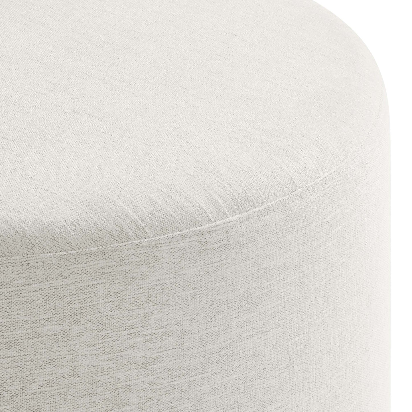 Callum Large 29" Round Woven Heathered Fabric Upholstered Ottoman by Furniture For America