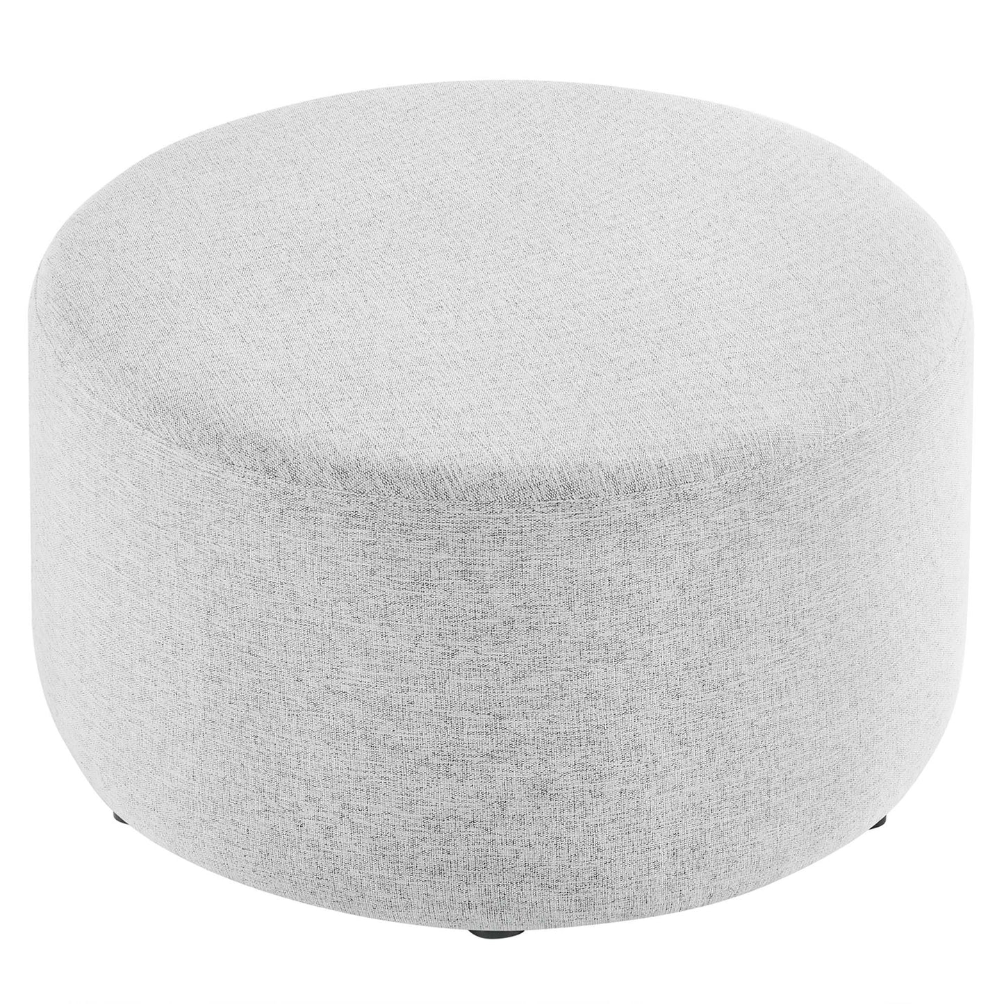 Callum Large 29" Round Woven Heathered Fabric Upholstered Ottoman by Furniture For America