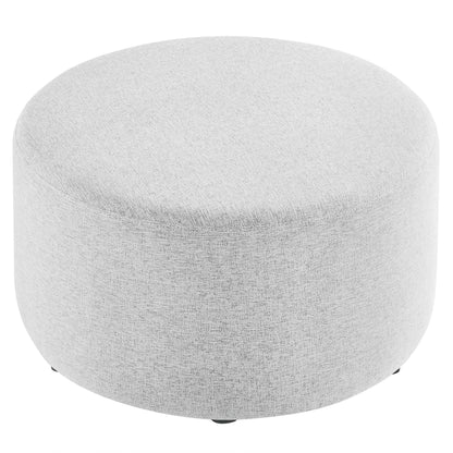 Callum Large 29" Round Woven Heathered Fabric Upholstered Ottoman by Furniture For America