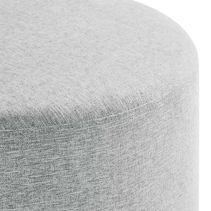 Callum Large 29" Round Woven Heathered Fabric Upholstered Ottoman by Furniture For America