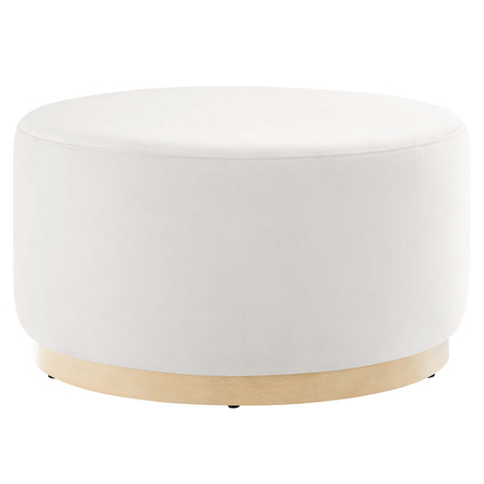 Tilden Large 29" Round Performance Velvet Upholstered Ottoman by Furniture For America