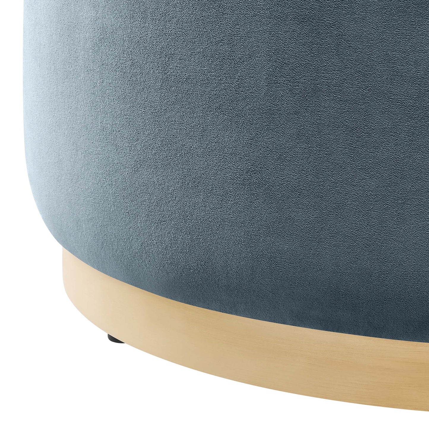 Tilden Large 29" Round Performance Velvet Upholstered Ottoman by Furniture For America