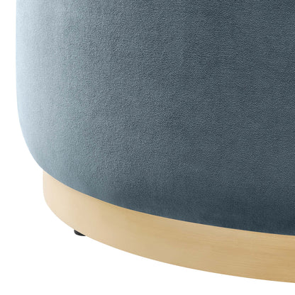 Tilden Large 29" Round Performance Velvet Upholstered Ottoman by Furniture For America