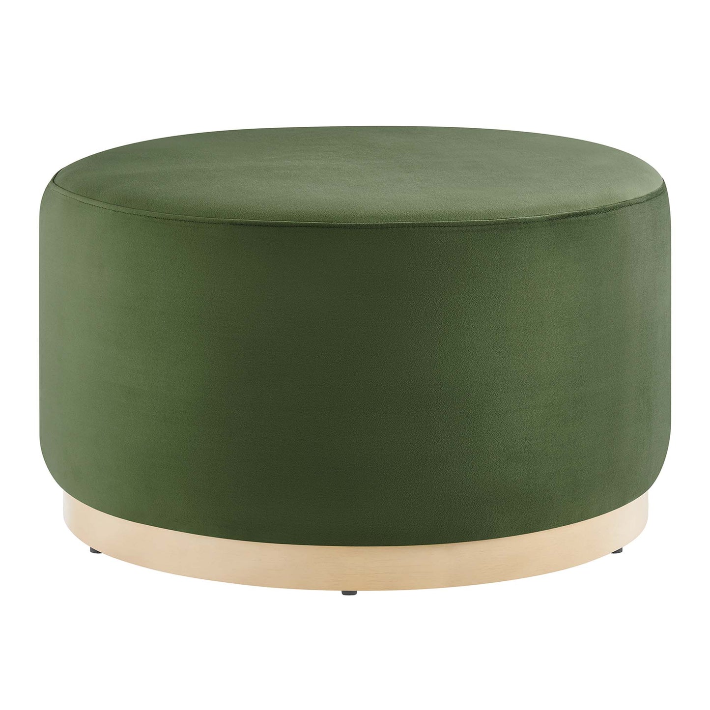 Tilden Large 29" Round Performance Velvet Upholstered Ottoman by Furniture For America