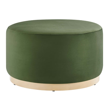 Tilden Large 29" Round Performance Velvet Upholstered Ottoman by Furniture For America