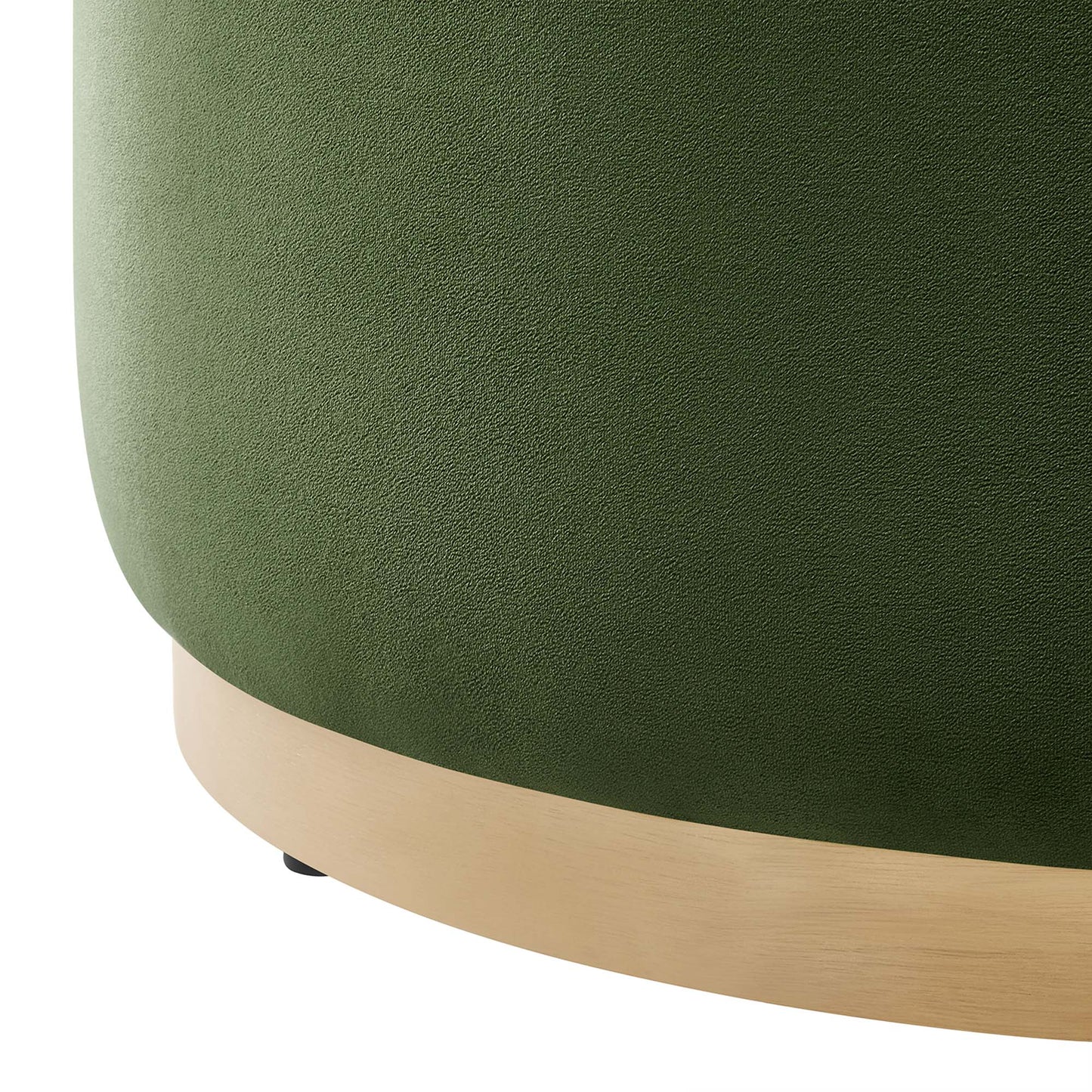 Tilden Large 29" Round Performance Velvet Upholstered Ottoman by Furniture For America