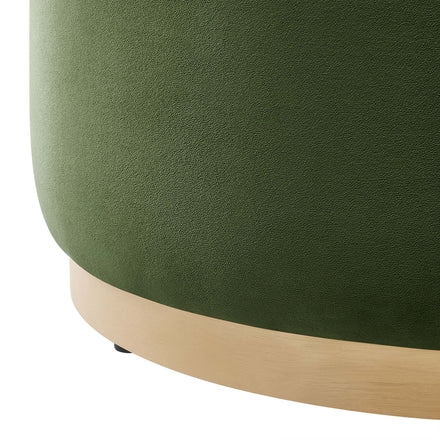 Tilden Large 29" Round Performance Velvet Upholstered Ottoman in Moss Green Natural