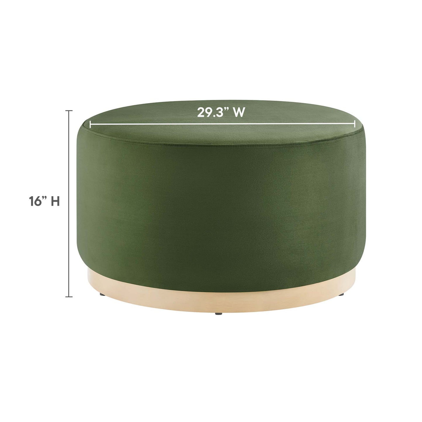 Tilden Large 29" Round Performance Velvet Upholstered Ottoman by Furniture For America