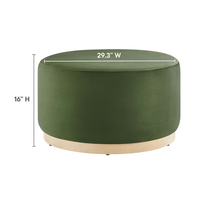 Tilden Large 29" Round Performance Velvet Upholstered Ottoman by Furniture For America
