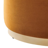 Maple Large 29" Round Performance Velvet Upholstered Ottoman in Rust Natural