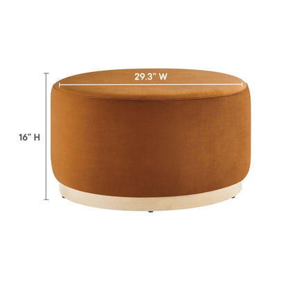 Tilden Large 29" Round Performance Velvet Upholstered Ottoman by Furniture For America