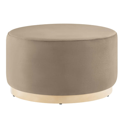 Tilden Large 29" Round Performance Velvet Upholstered Ottoman by Furniture For America