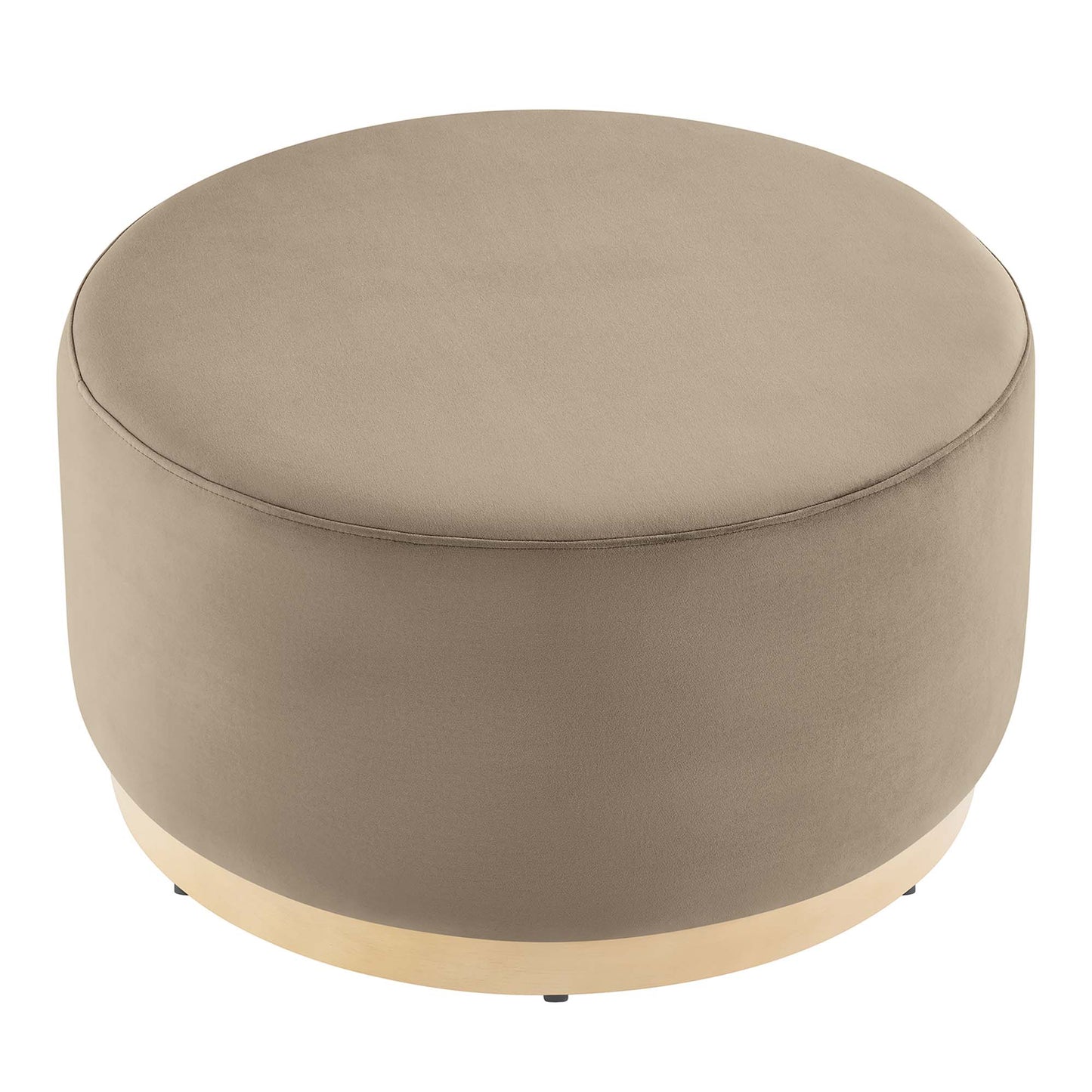 Tilden Large 29" Round Performance Velvet Upholstered Ottoman by Furniture For America
