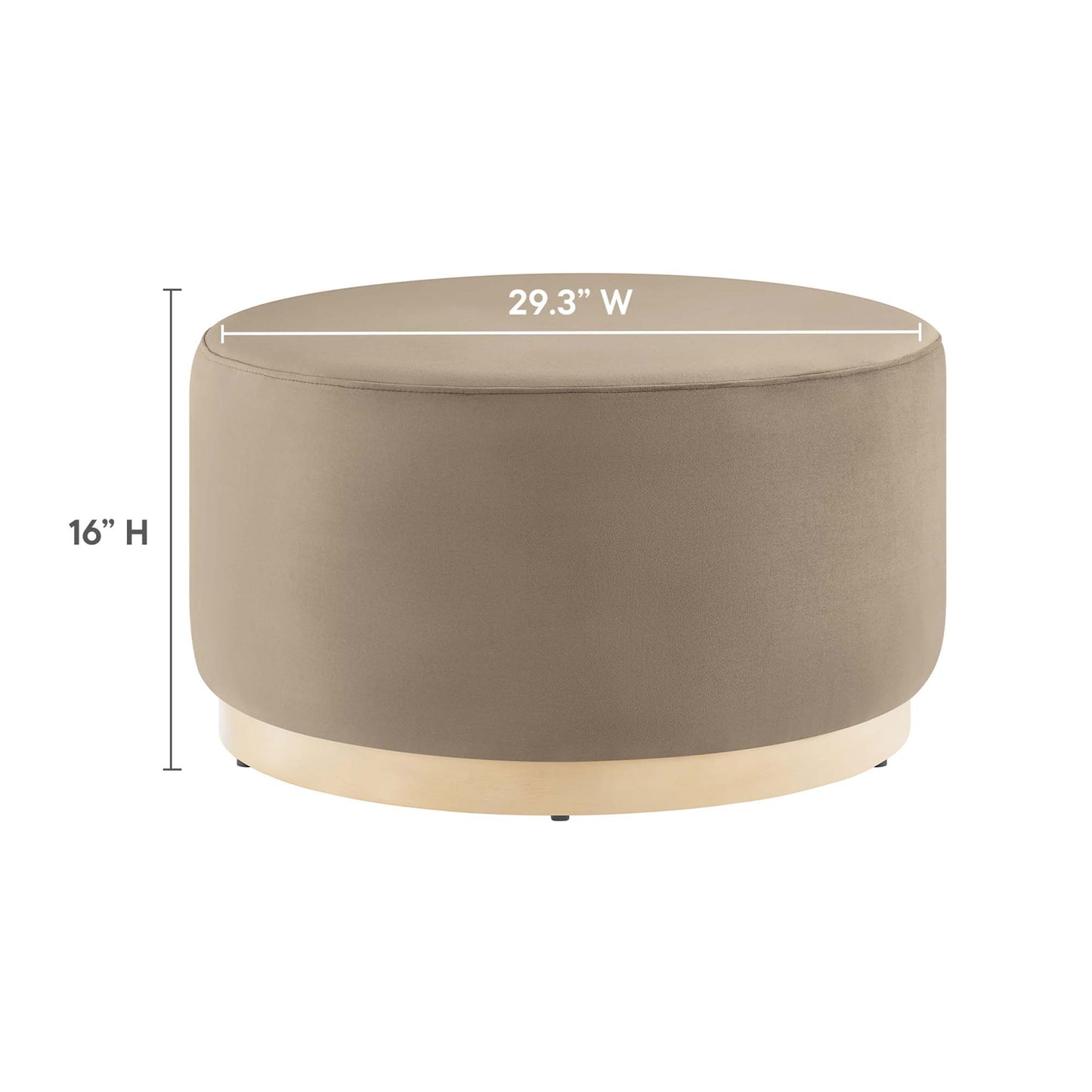 Tilden Large 29" Round Performance Velvet Upholstered Ottoman by Furniture For America
