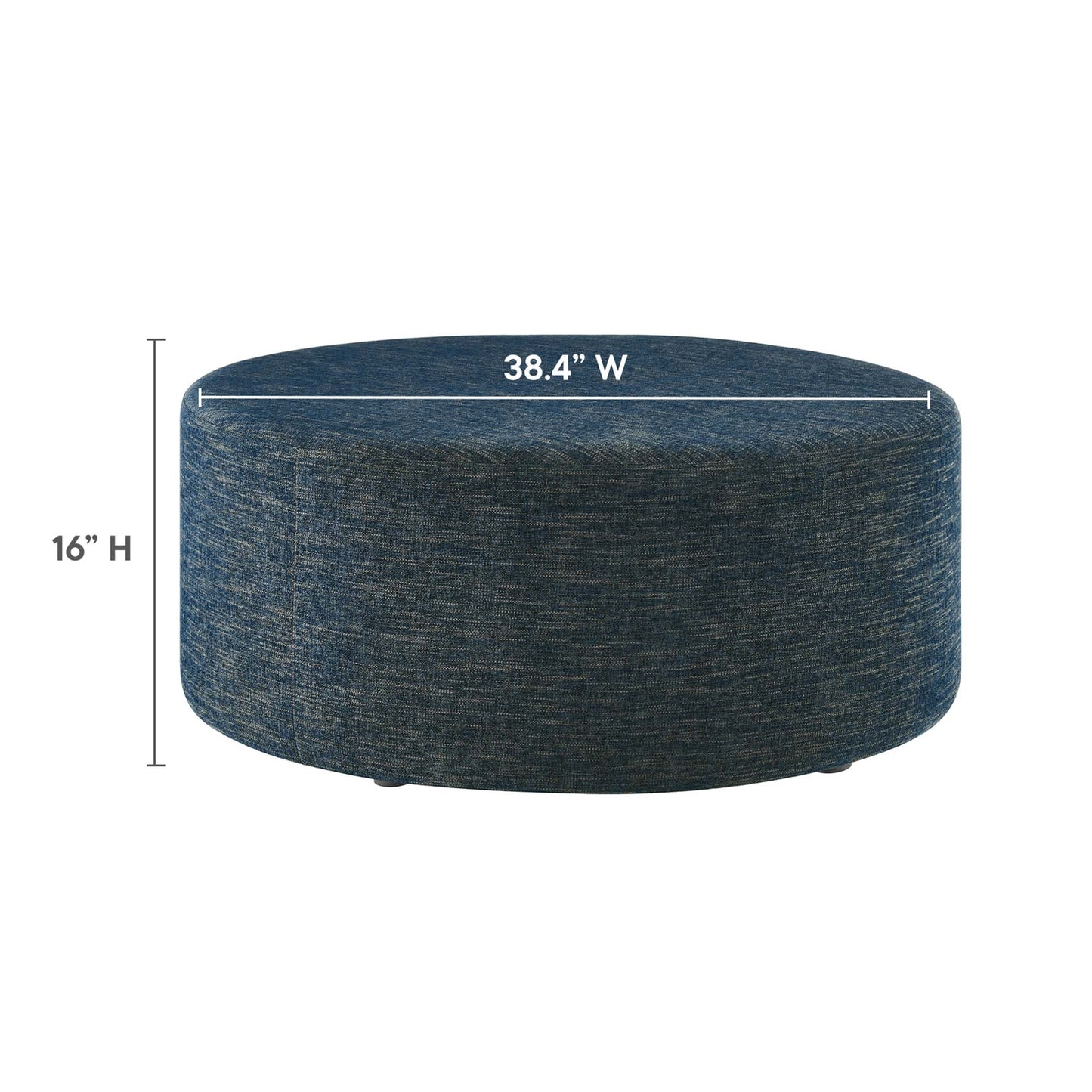 Callum Large 38" Round Woven Heathered Fabric Upholstered Ottoman by Furniture For America