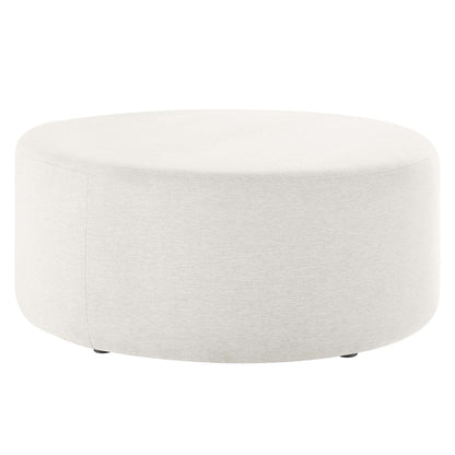 Callum Large 38" Round Woven Heathered Fabric Upholstered Ottoman by Furniture For America