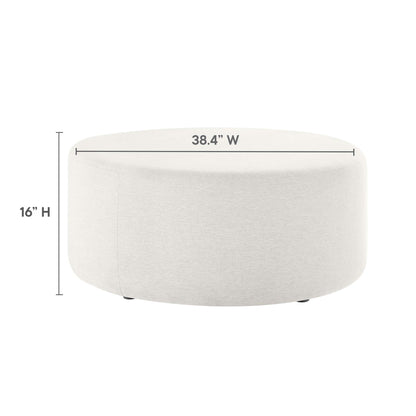 Callum Large 38" Round Woven Heathered Fabric Upholstered Ottoman by Furniture For America