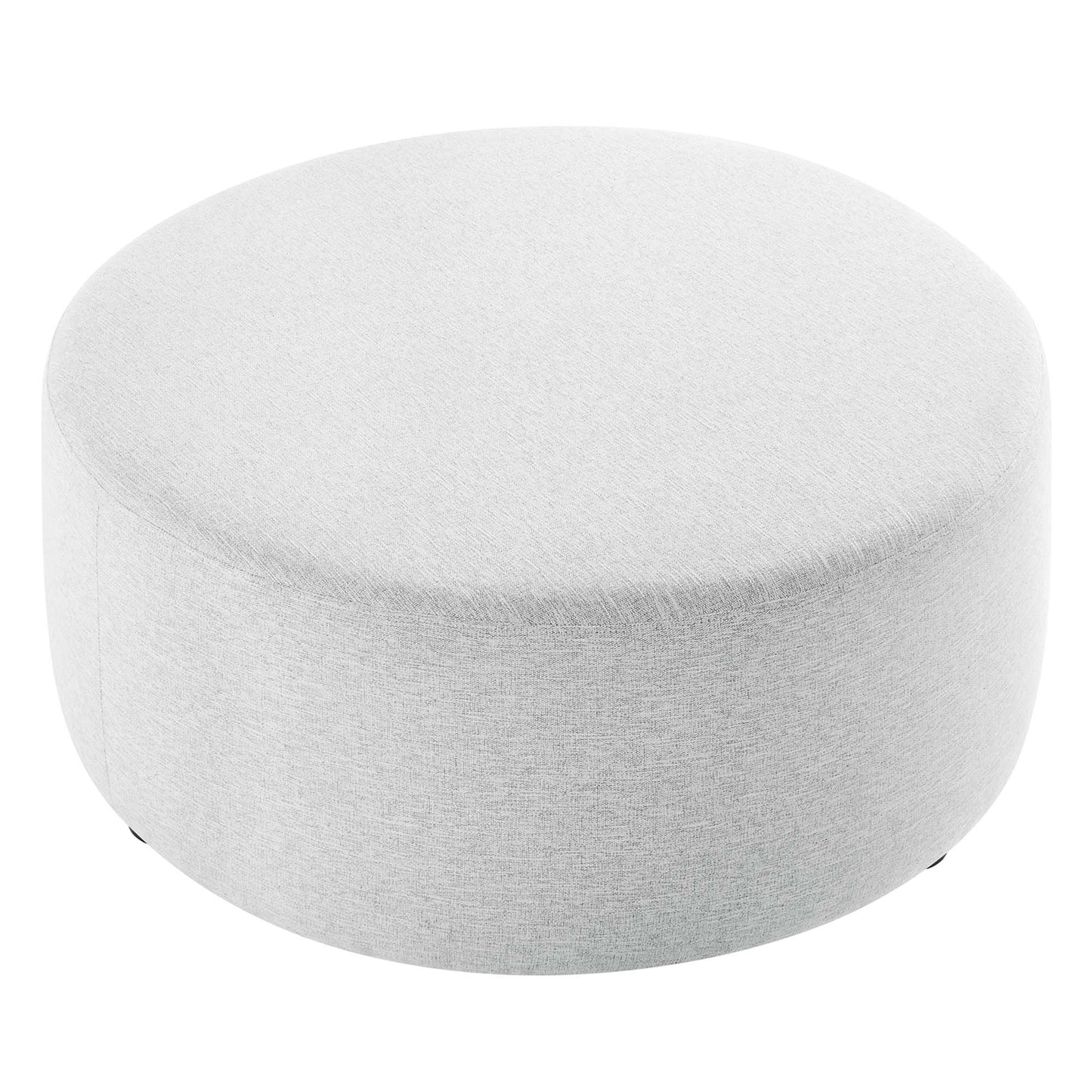 Callum Large 38" Round Woven Heathered Fabric Upholstered Ottoman by Furniture For America