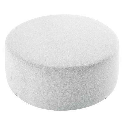 Callum Large 38" Round Woven Heathered Fabric Upholstered Ottoman by Furniture For America