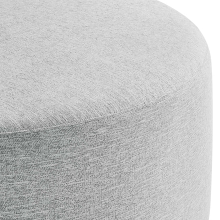 Callum Large 38" Round Woven Heathered Fabric Upholstered Ottoman in Heathered Weave Light Gray