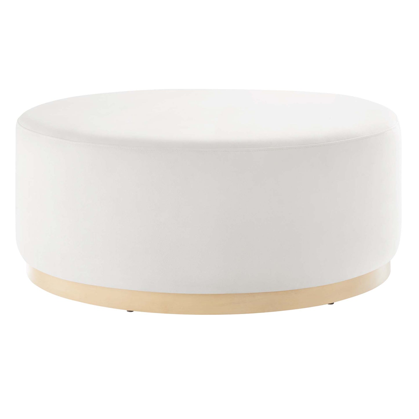 Tilden Large 38" Round Performance Velvet Upholstered Ottoman by Furniture For America