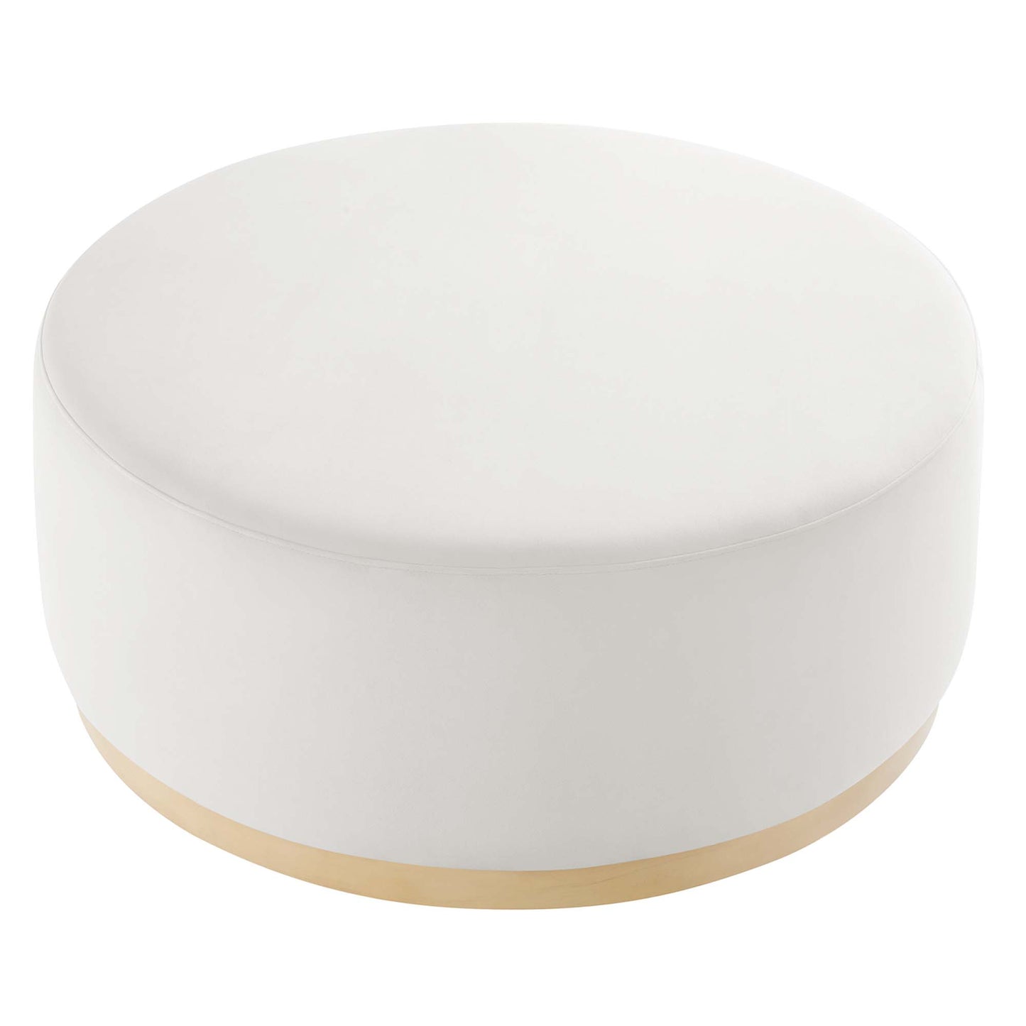 Tilden Large 38" Round Performance Velvet Upholstered Ottoman by Furniture For America