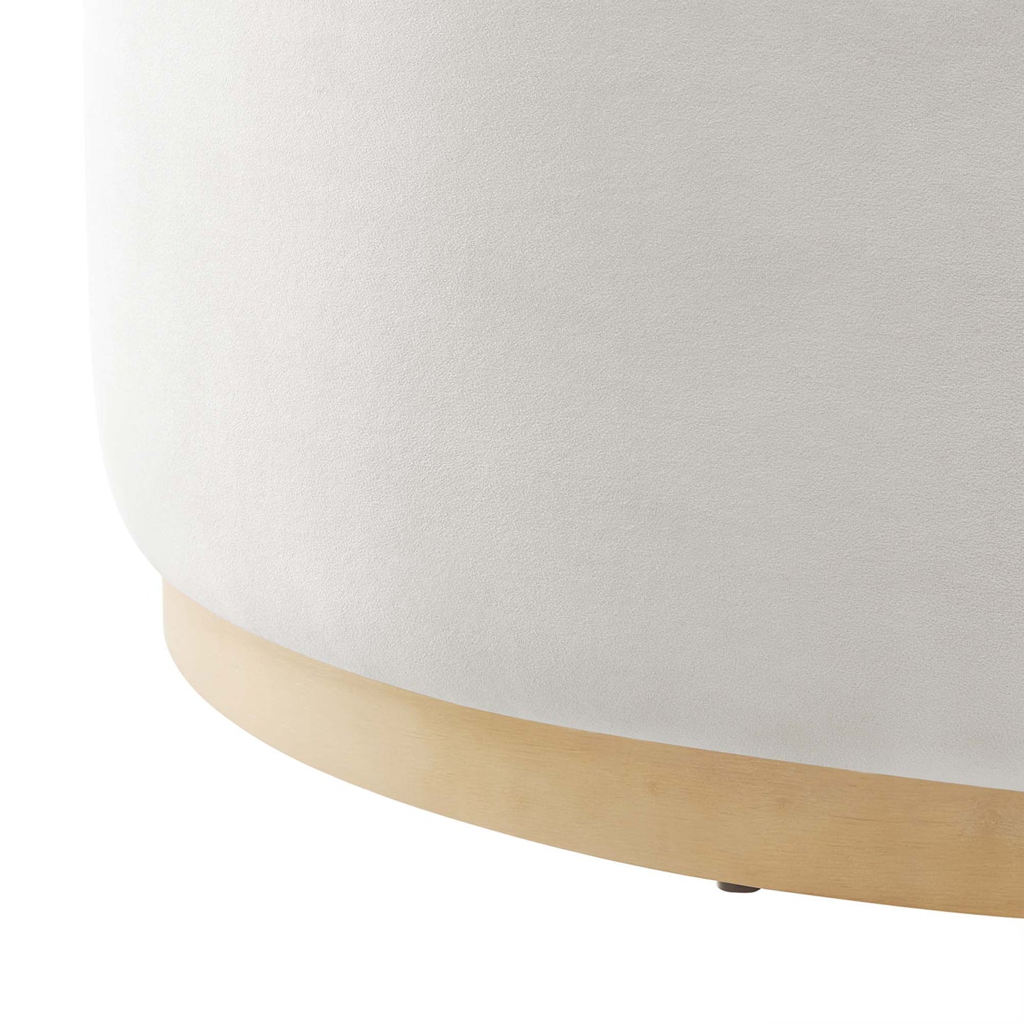 Tilden Large 38" Round Performance Velvet Upholstered Ottoman by Furniture For America