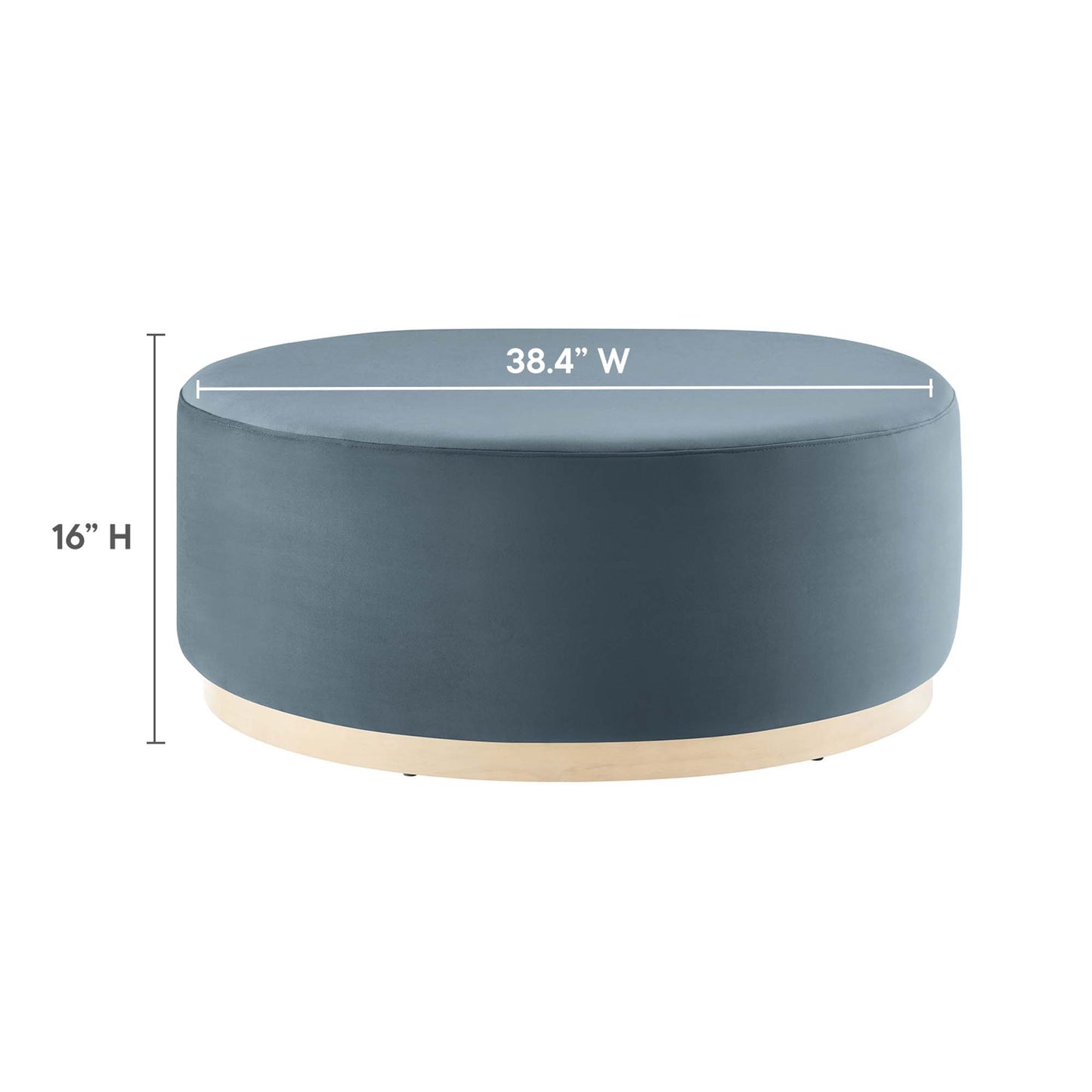 Tilden Large 38" Round Performance Velvet Upholstered Ottoman by Furniture For America