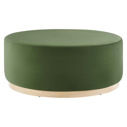 Tilden Large 38" Round Performance Velvet Upholstered Ottoman by Furniture For America